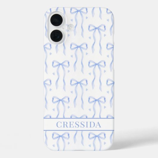 Blaue Coquette-Schleifen Monogramm Case-Mate iPhone Hülle (Rückseite)