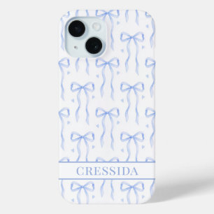 Blaue Coquette-Schleifen Monogramm Case-Mate iPhone Hülle
