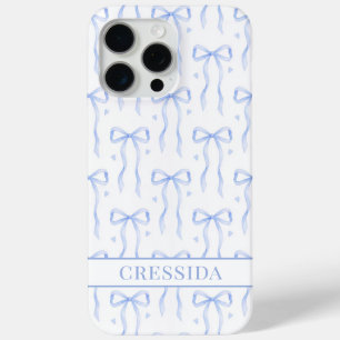 Blaue Coquette-Schleifen Monogramm Case-Mate iPhone Hülle