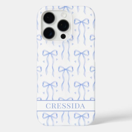 Blaue Coquette-Schleifen Monogramm Case-Mate iPhone Hülle (Rückseite)