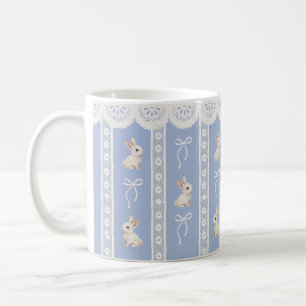 Blaue Coquette-Spitze-Wasserfarben-Hasen-Oster-Tas Kaffeetasse