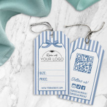 Blaue Coquette Streifen & Handgezeichnetes Logo mi