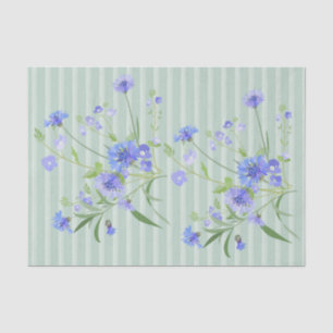 Blaue Cornflowers auf Streifen-Blumenseidenpapier Seidenpapier