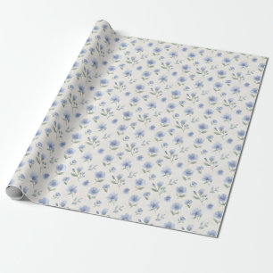Blaue Cottagecore-Wildblumen-Botanikdruck Geschenkpapier