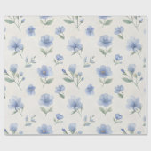 Blaue Cottagecore-Wildblumen-Botanikdruck Geschenkpapier (Flach)
