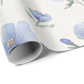 Blaue Cottagecore-Wildblumen-Botanikdruck Geschenkpapier (Rolleneckpunkt)