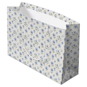 Blaue Cottagecore-Wildblumen-Botanikdruck Große Geschenktüte