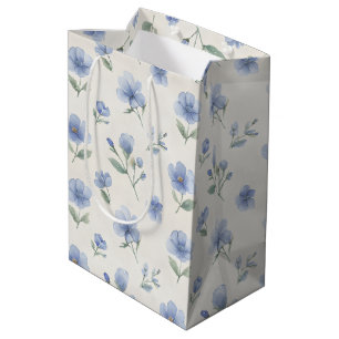 Blaue Cottagecore-Wildblumen-Botanikdruck Mittlere Geschenktüte