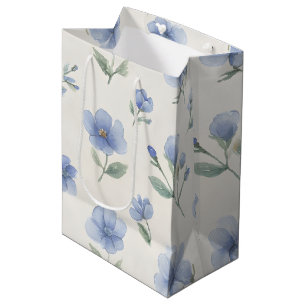 Blaue Cottagecore-Wildblumen-Botanikdruck Mittlere Geschenktüte
