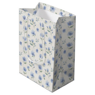 Blaue Cottagecore-Wildblumen-Botanikdruck Mittlere Geschenktüte