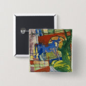 Blaue Cow, 1914 (Tempera auf Papier) Button (Vorne & Hinten)