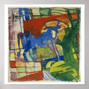 Blaue Cow, 1914 (Tempera auf Papier) Poster