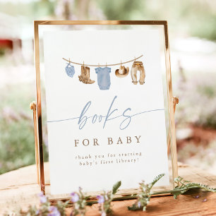 Blaue Cowboy-Kleiderleine Bücher für Baby Poster