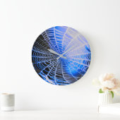 Blaue Creepy Spooky Spider Web Große Wanduhr (Zuhause)