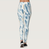 Blaue Creme Abstrakte Tierdrucke Leggings (Rückseite)