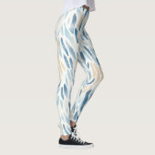 Blaue Creme Abstrakte Tierdrucke Leggings (Rechts)