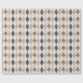 Blaue Creme Argyle Vatertag Geschenkpapier (Flach)
