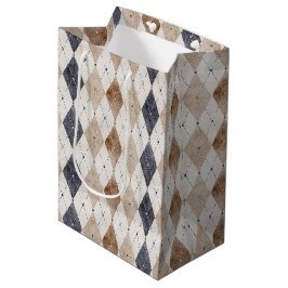 Blaue Creme Argyle Vatertag Mittlere Geschenktüte