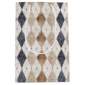 Blaue Creme Argyle Vatertag Mittlere Geschenktüte (Vorderseite)