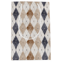 Blaue Creme Argyle Vatertag Mittlere Geschenktüte