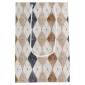 Blaue Creme Argyle Vatertag Mittlere Geschenktüte (Rückseite)