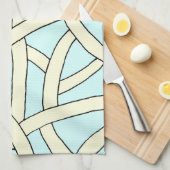 Blaue Creme aus Streifen Geschirrtuch (Viertel Falte)