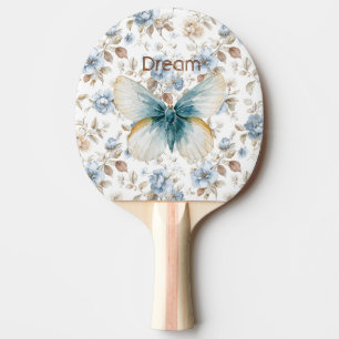 Blaue Creme Beige Braune Blumen Schmetterling Tischtennis Schläger
