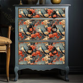 Blaue Creme Birds Orange Cream Blume Georgien Seidenpapier