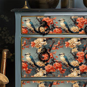 Blaue Creme Birds Orange Cream Blume Georgien Seidenpapier