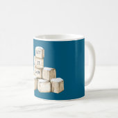 Blaue Creme-Blöcke Lass es schneien Kaffeetasse (VorderseiteRechts)