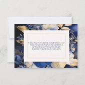 Blaue Creme-Blume Dankeskarte (Rückseite)