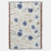 Blaue Creme Blumen Decke (Vorderseite Vertikal)
