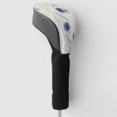 Blaue Creme Blumen Golf Headcover (angewinkelt)