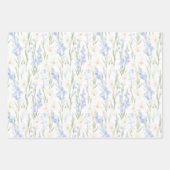 Blaue Creme Blumen Hochzeit Geschenkpapier Set (Vorderseite 3)