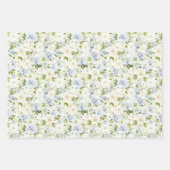 Blaue Creme Blumen Hochzeit Geschenkpapier Set (Vorderseite 2)