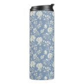 Blaue Creme Blumenmuster   Thermosbecher (Nach links gedreht)