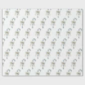 Blaue Creme Candy Canes Schleifen Weihnachten Geschenkpapier (Flach)