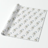 Blaue Creme Candy Canes Schleifen Weihnachten Geschenkpapier (Ungerollt)