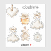 Blaue Creme Cloud Nine Baby Shower oder Einfach so Aufkleber (Blatt)