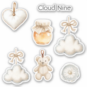 Blaue Creme Cloud Nine Baby Shower oder Einfach so Aufkleber