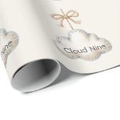 Blaue Creme Cloud Nine Babyparty Geschenkpapier (Rolleneckpunkt)