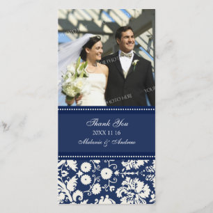 Blaue Creme danken Ihnen Hochzeits-Foto-Karten Dankeskarte