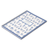 Blaue Creme Elegante Muster Planer Organisieren Notizblock (Linke Seite)