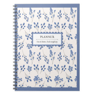 Blaue Creme Elegante Muster Planer Organisieren Notizblock