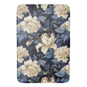 Blaue Creme floral Moderne Badematte (Vorderseite Vertikal)