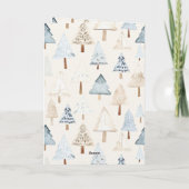 Blaue Creme gemütliche Weihnachtsbäume Karte (Rückseite)