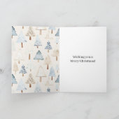 Blaue Creme gemütliche Weihnachtsbäume Karte (Innenseite)