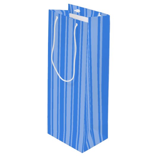 Blaue Creme Geschenktüte Für Weinflaschen (Vorderseite Schrägansicht)