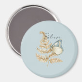 Blaue Creme Glaub Schmetterling Magnet (Vorderseite/Rückseite)