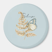 Blaue Creme Glaub Schmetterling Magnet (Vorne)